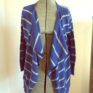 Cashmere soft wool blend stripe cardigan.